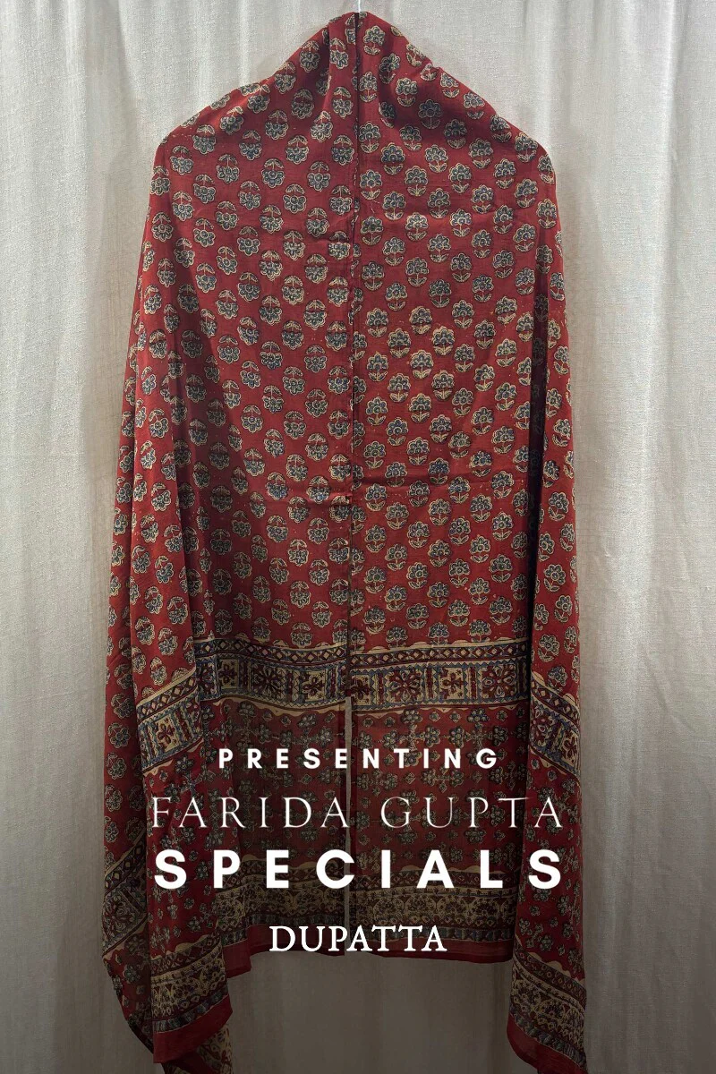 Bagru Hand Block-Printed Cotton Mul Dupatta