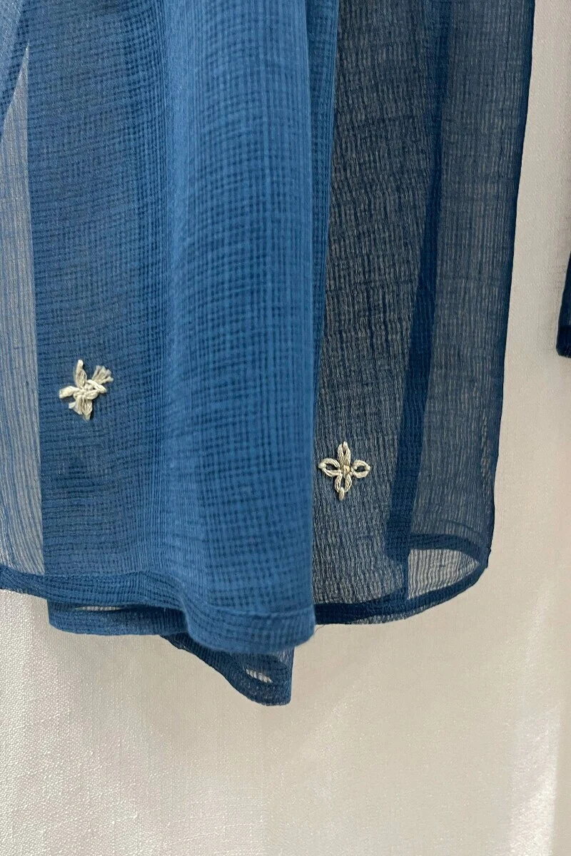 Blue Handcrafted Dupatta - Image 3