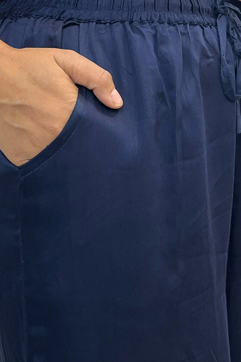 Blue Handcrafted Modal Palazzo - Image 3