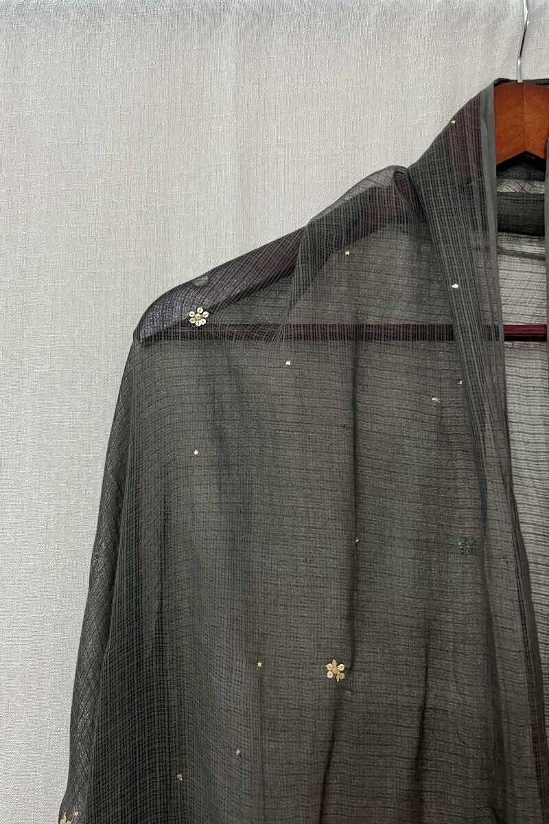 Brown Embroidered Dupatta - Image 2