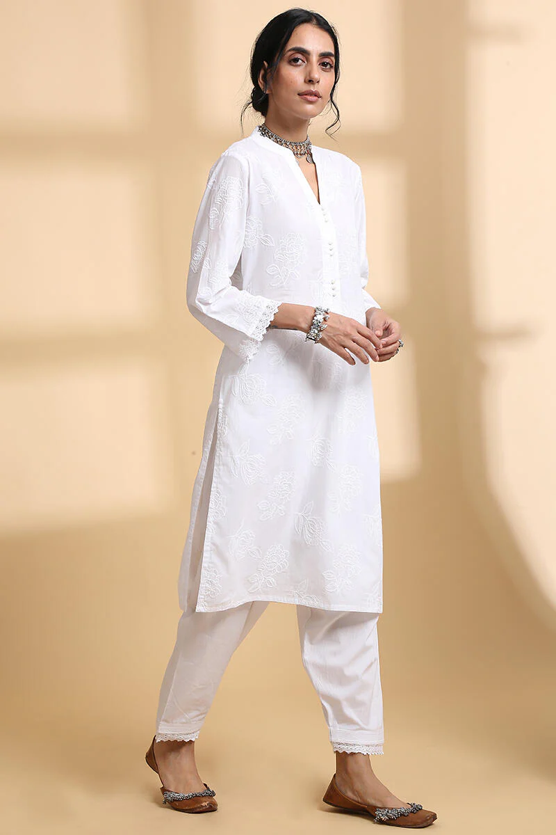 Falak White Lawn Cotton Salwar - Image 6