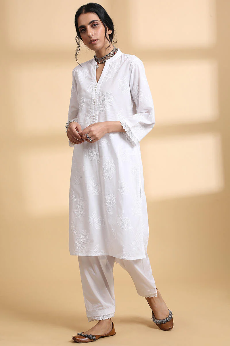 Falak White Short Kurta - Image 3