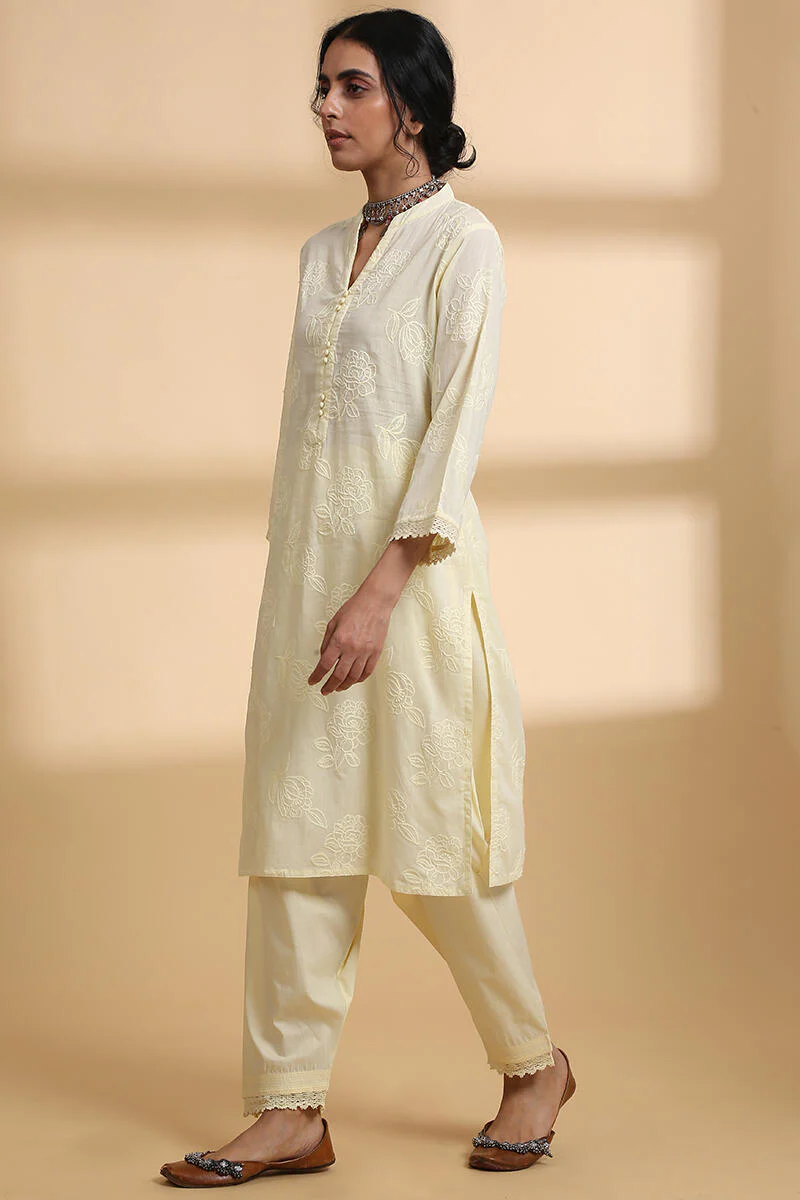 Falak Yellow Short Kurta - Image 3