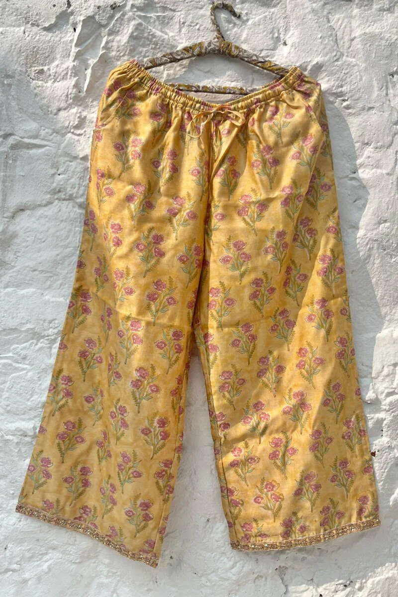 FG Specials: 1 of 1- Yellow Hand Block-Printed Chanderi Kurta Set- Medium Size - Image 8