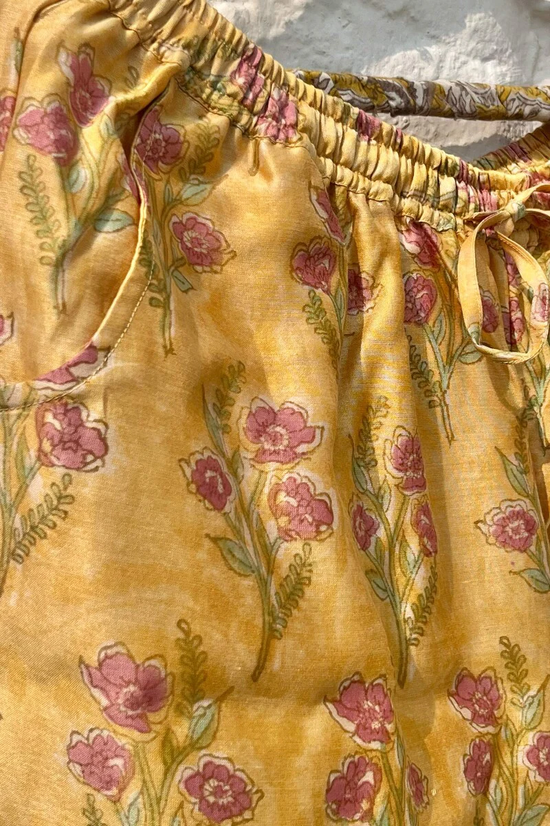 FG Specials: 1 of 1- Yellow Hand Block-Printed Chanderi Kurta Set- Medium Size - Image 9