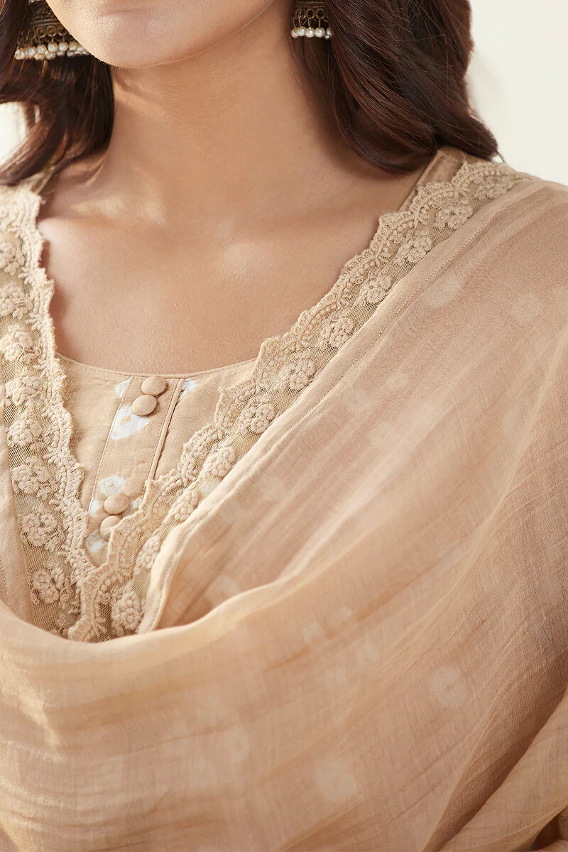 Gauhar Afroza Brown Cotton Silk Dupatta - Image 2