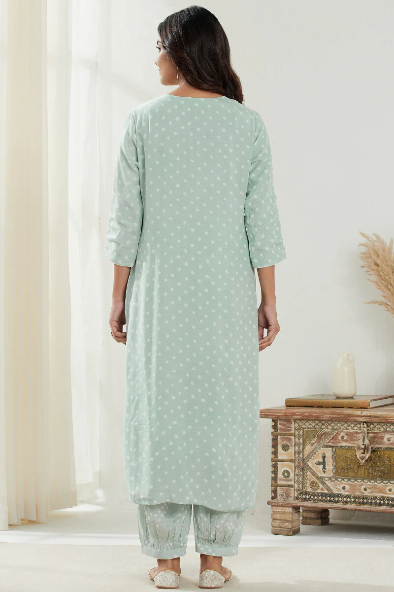 Gauhar Afroza Green Bandhej Kurta - Image 8