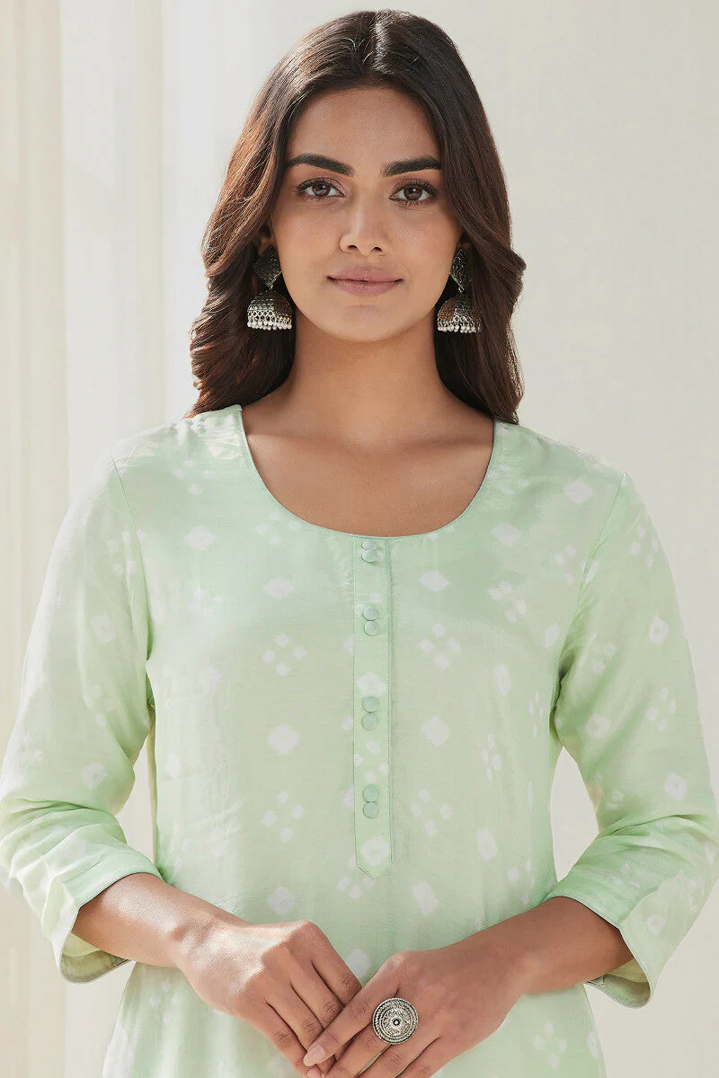 Surplus: Gauhar Afroza Light Green Bandhej Kurta