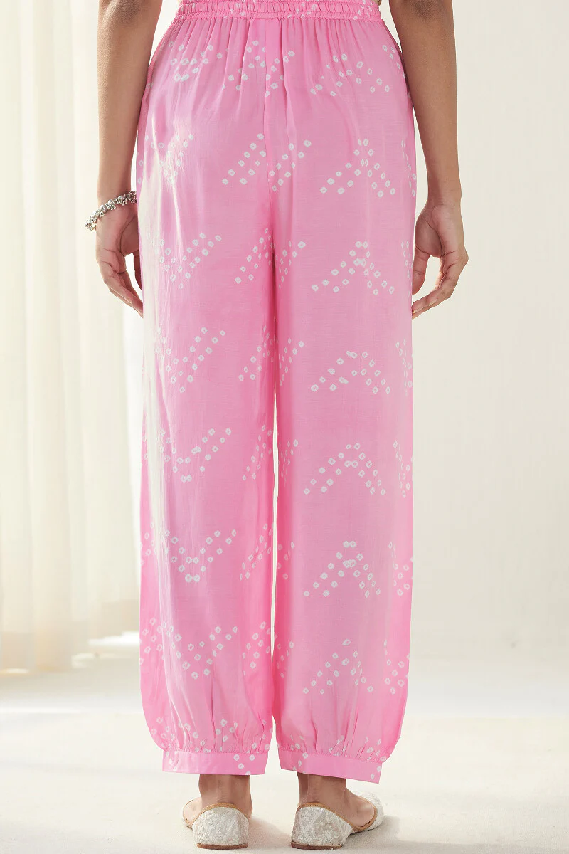 Gauhar Afroza Pink Bandhej Izhaar Pants - Image 5