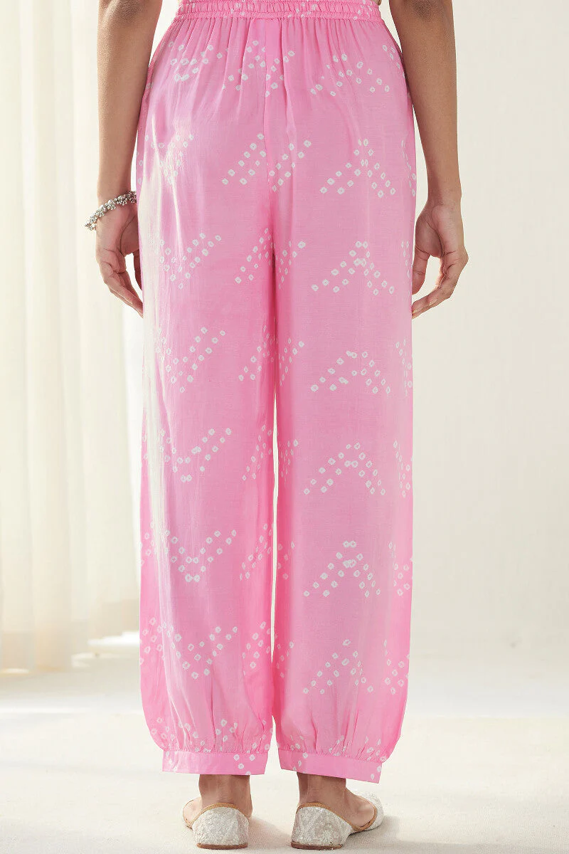 Gauhar Afroza Pink Bandhej Izhaar Pants - Image 5