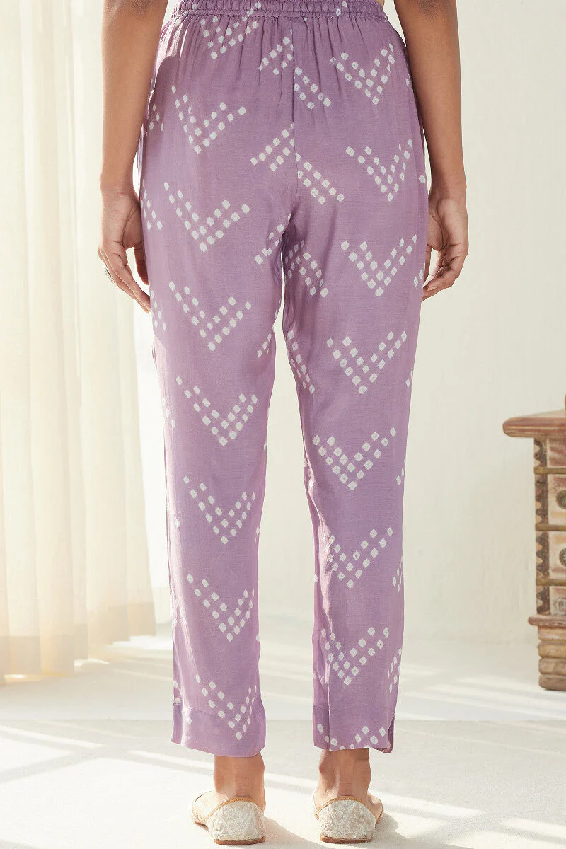 Gauhar Afroza Purple Bandhej Narrow Pants - Image 5