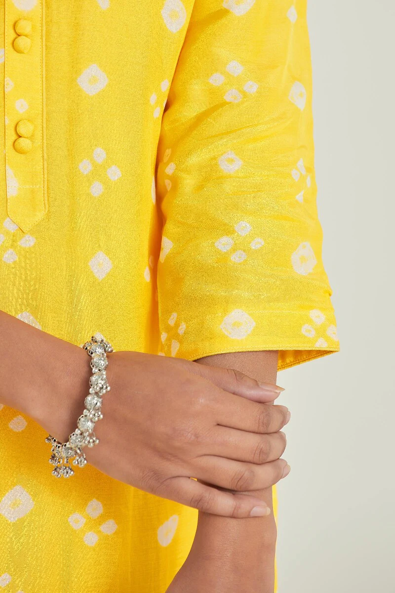 Gauhar Afroza Yellow Bandhej Kurta - Image 5