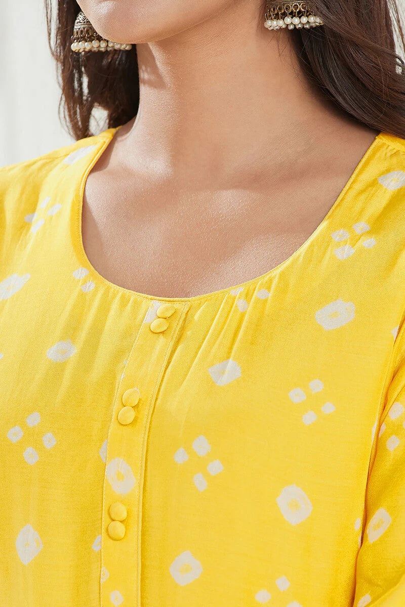 Gauhar Afroza Yellow Bandhej Kurta - Image 2