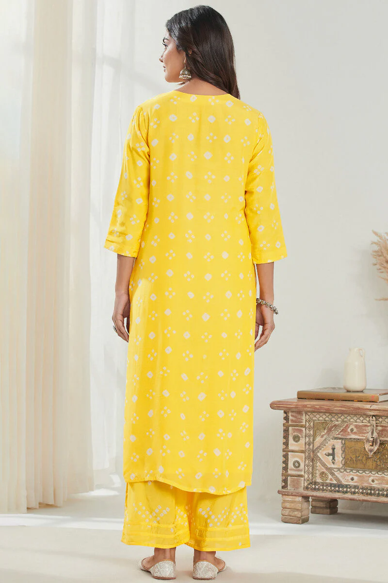 Gauhar Afroza Yellow Bandhej Kurta - Image 8