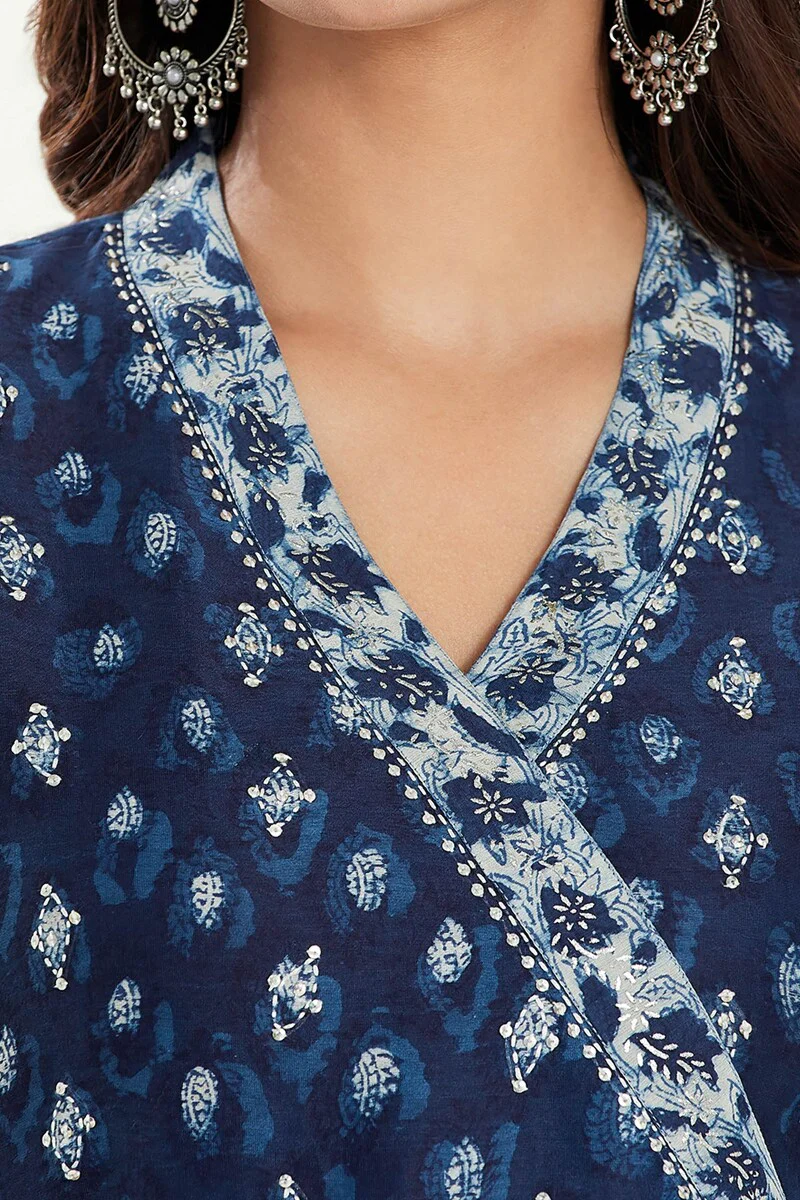 Gauhar Arya Indigo Chanderi Kurta - Image 3