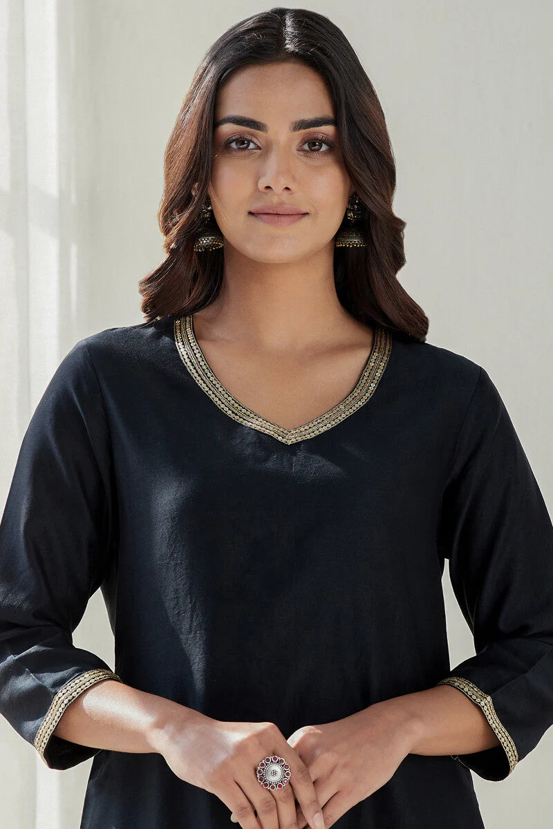 Gauhar Maira Black Chanderi Kurta