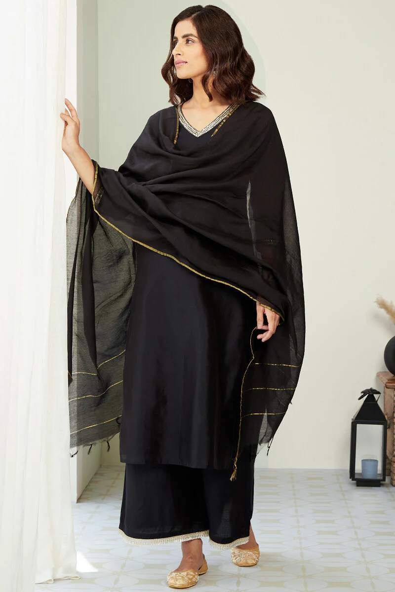 Gauhar Maira Black Chanderi Kurta - Image 4