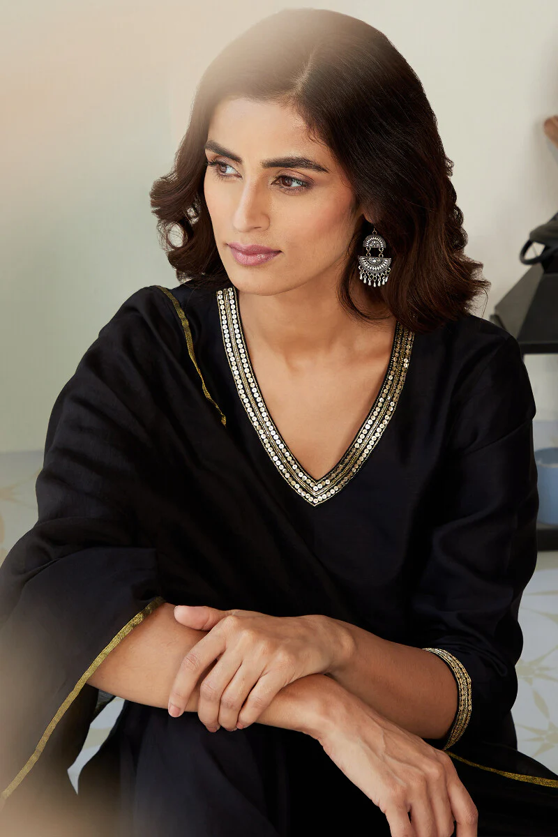 Gauhar Maira Black Chanderi Kurta - Image 7