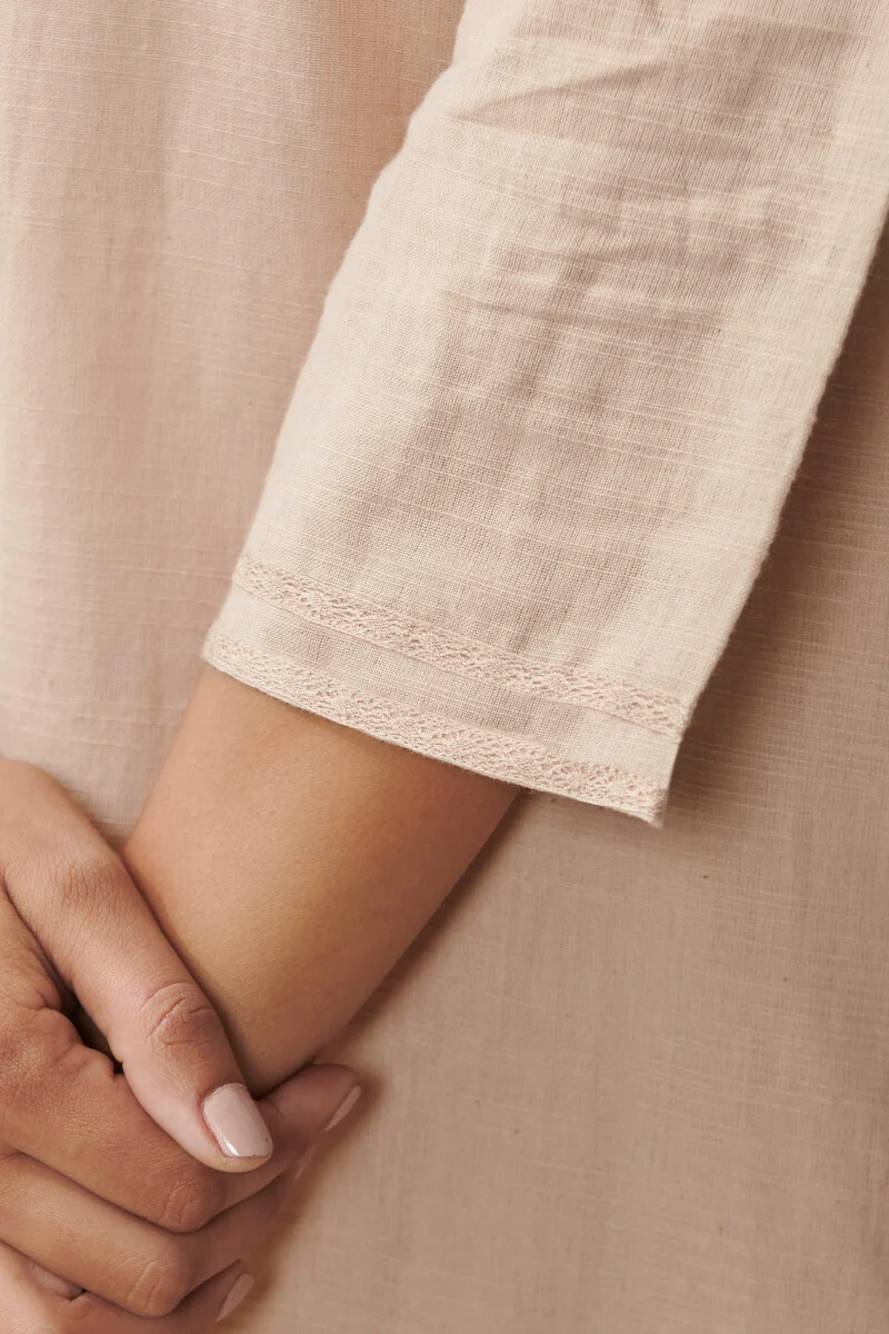 Gauhar Maira Peach Handloom Kurta - Image 4
