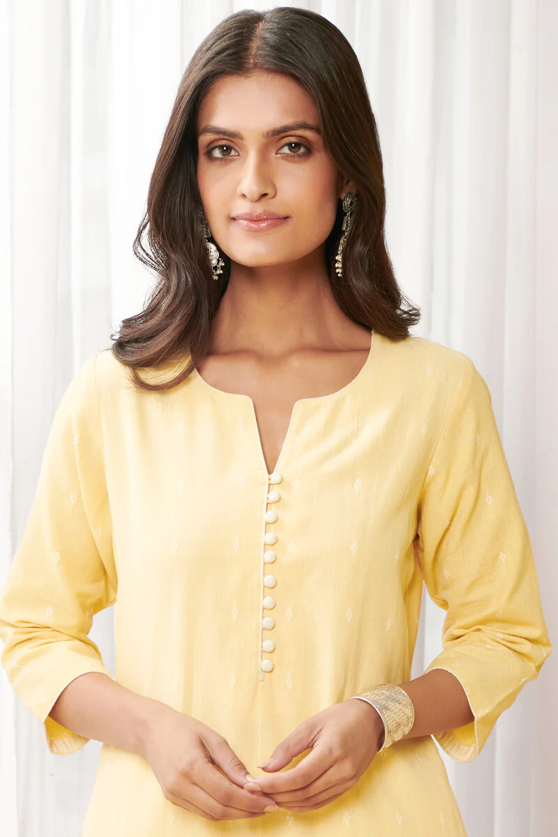 Gauhar Nadia Yellow Handloom Kurta