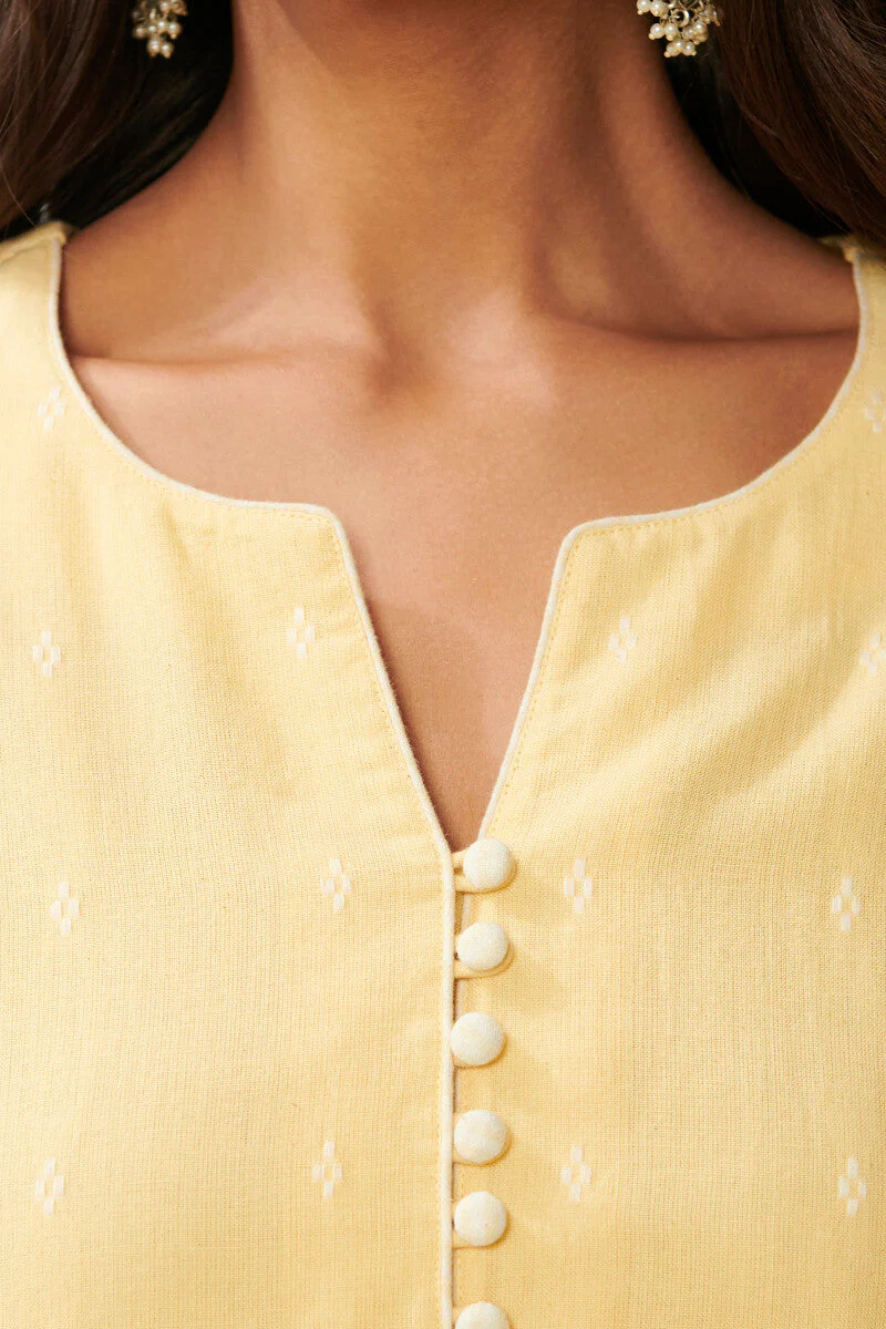 Gauhar Nadia Yellow Handloom Kurta - Image 3