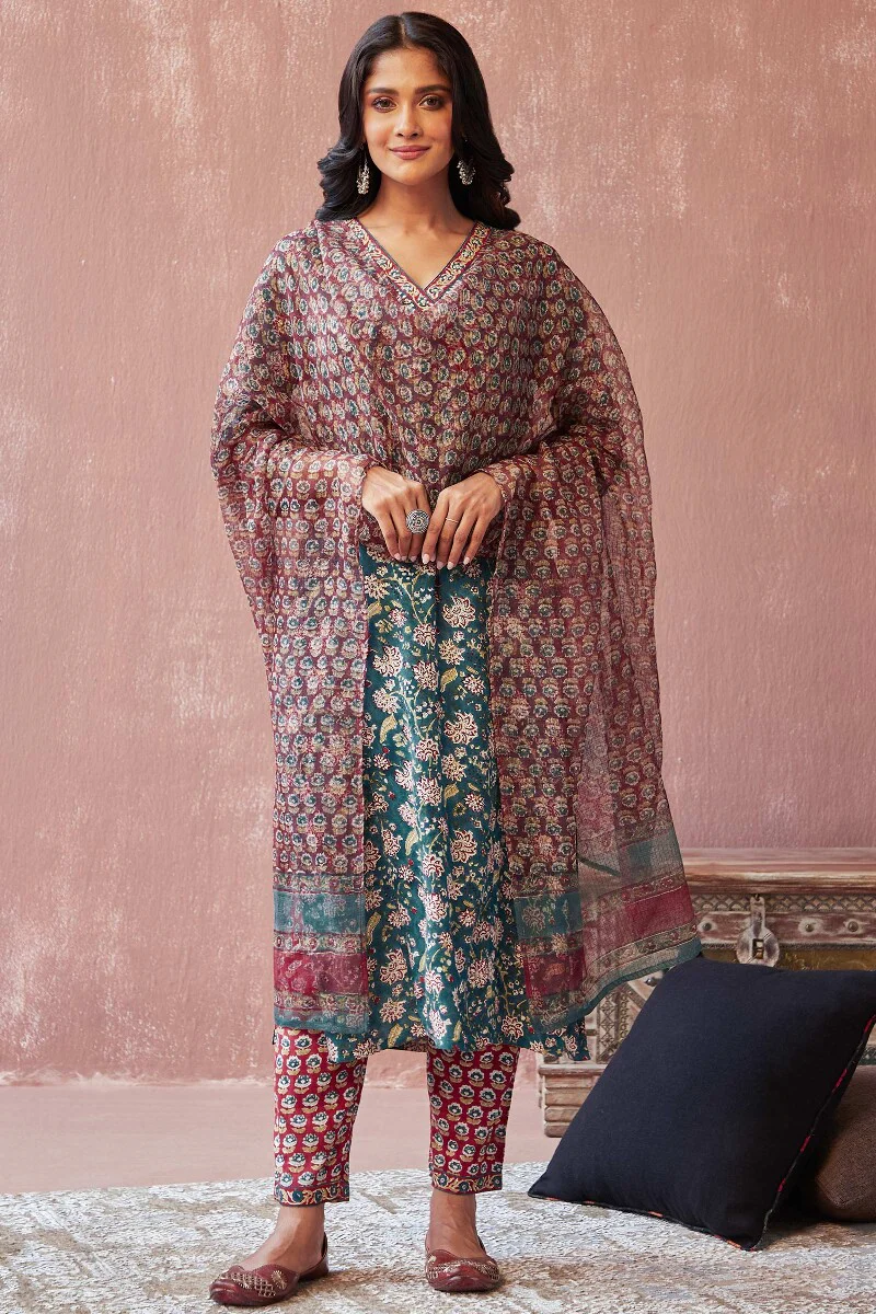 Gauhar Ruhi Sanganeri Red Kota Dupatta - Image 3