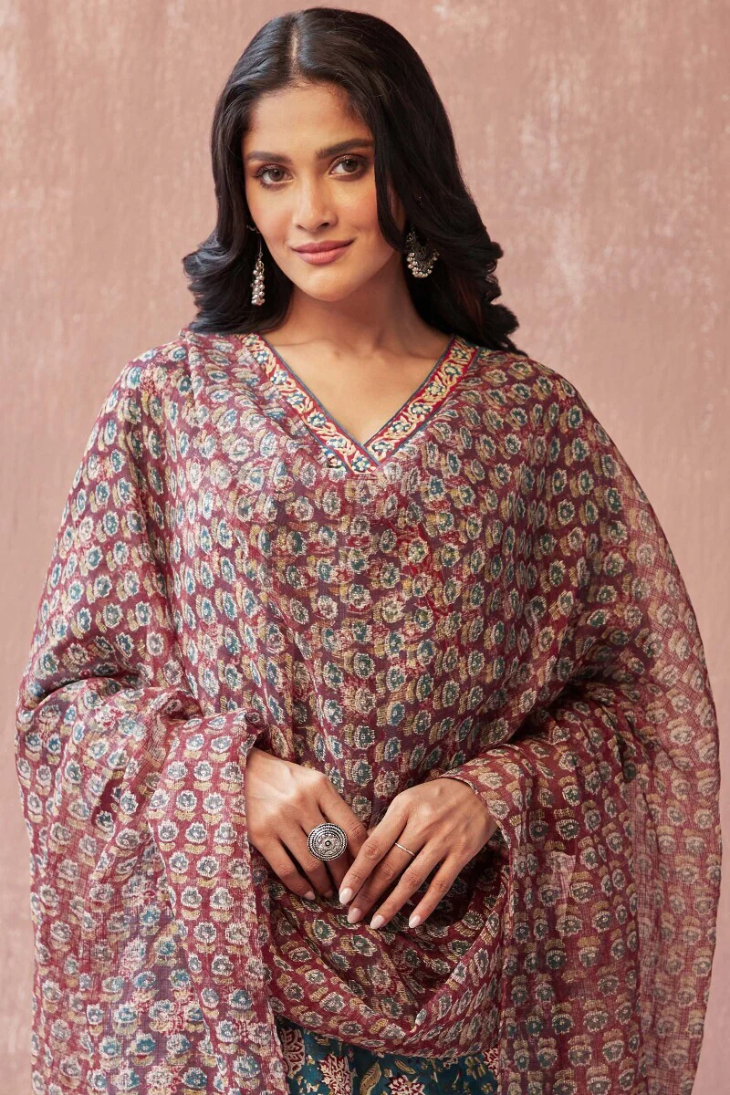 Gauhar Ruhi Sanganeri Red Kota Dupatta