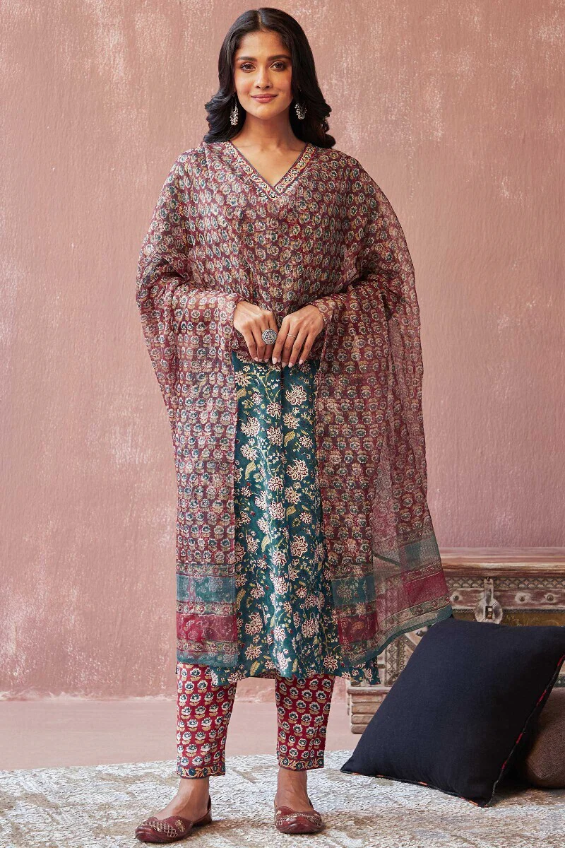 Gauhar Ruhi Sanganeri Red Kota Dupatta - Image 3
