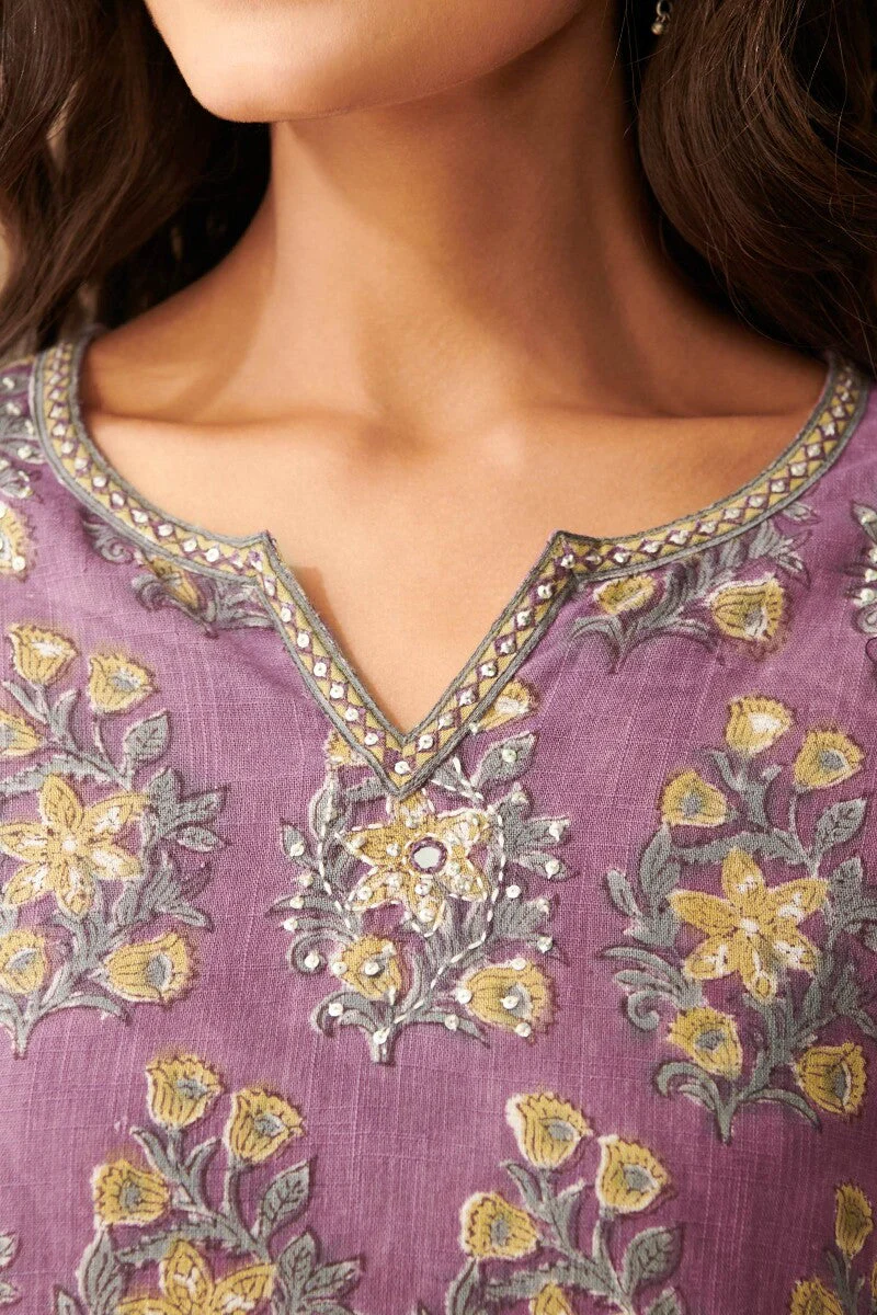 Gauhar Sahana Purple Sanganeri Kurta - Image 3