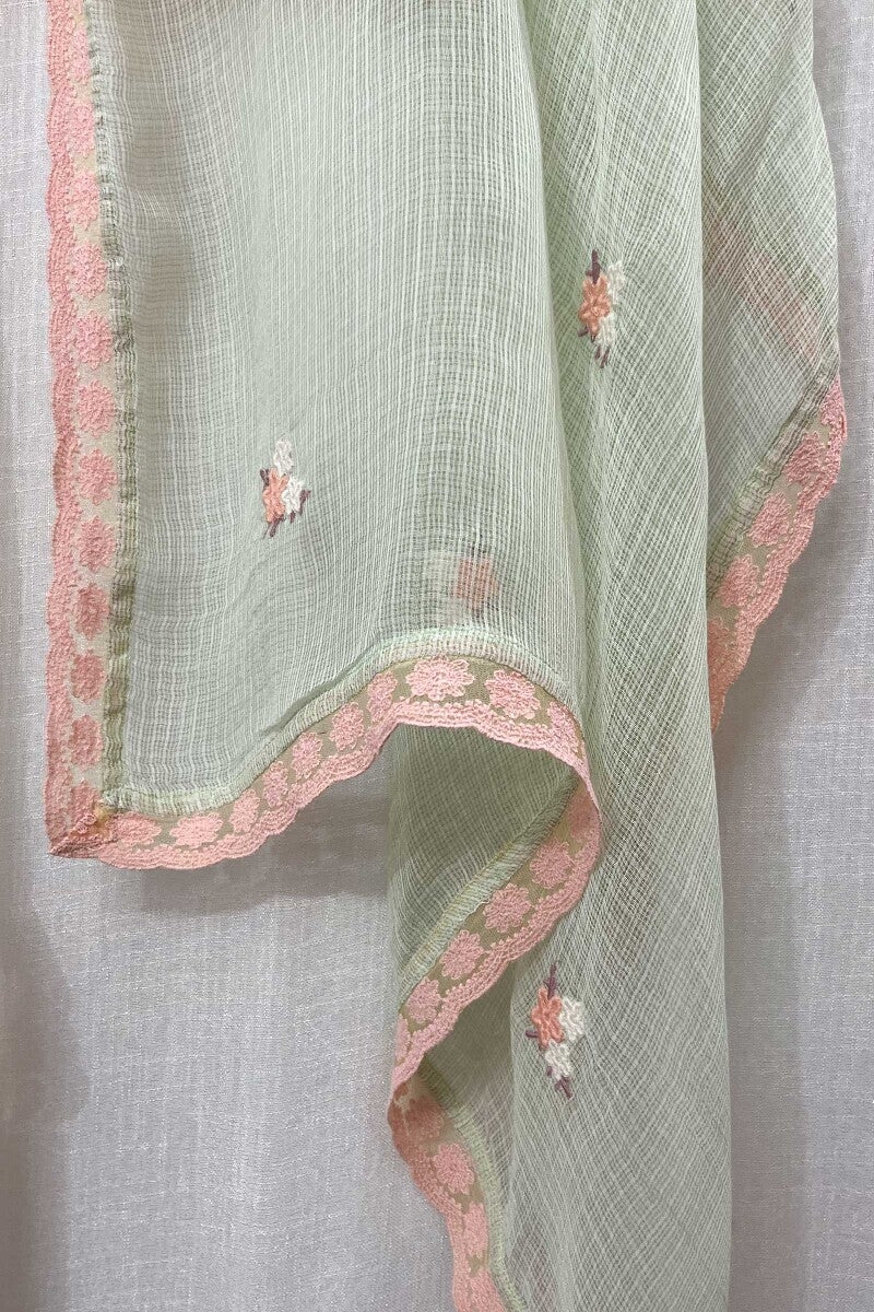 Green Embroidered Dupatta - Image 4