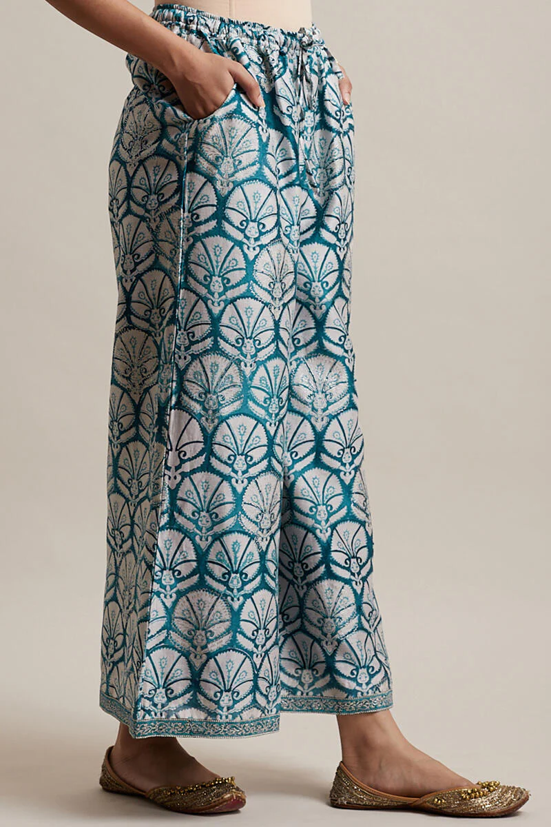 Gul Bano Blue Chanderi Palazzo - Image 2