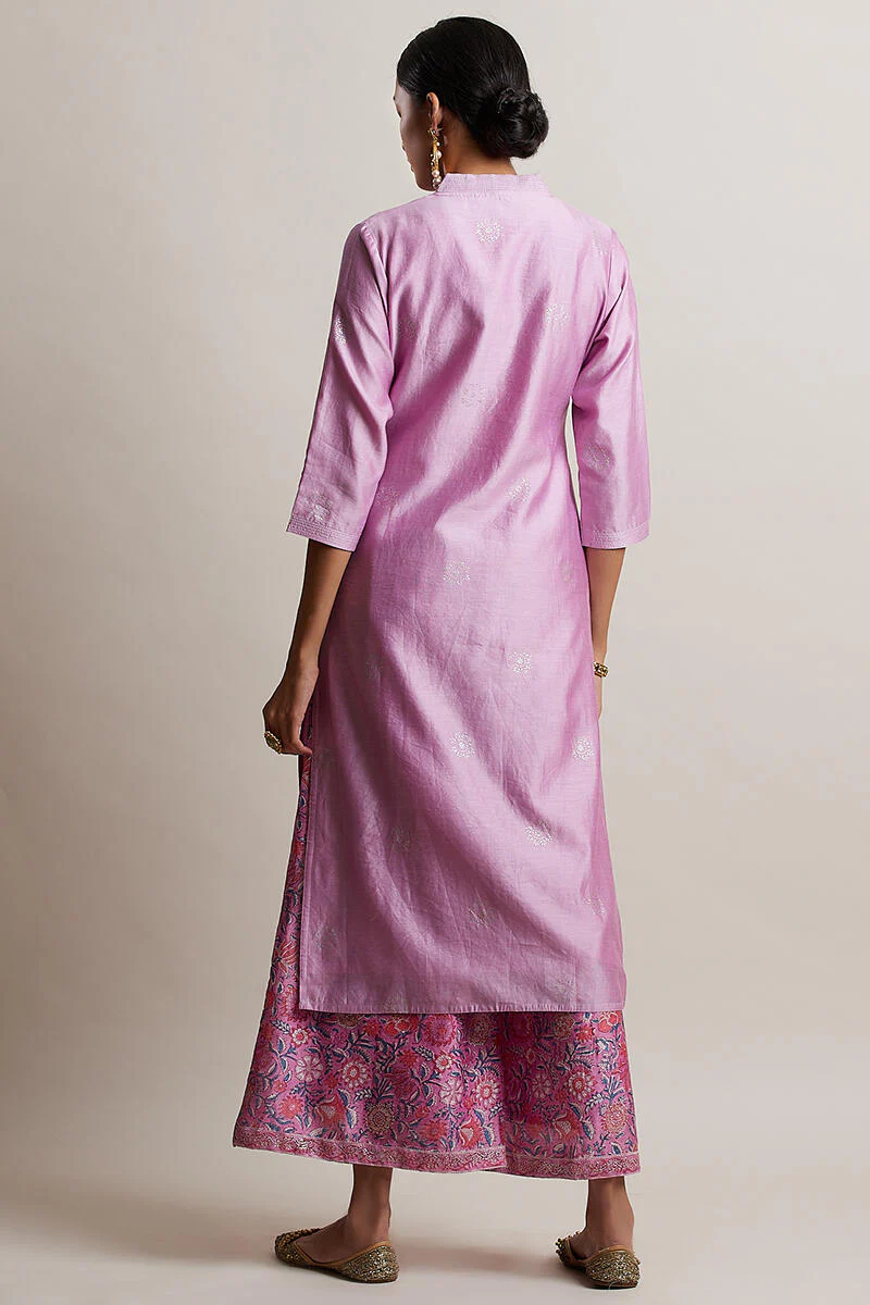 Gul Bano Lavender Chanderi Kurta - Image 4