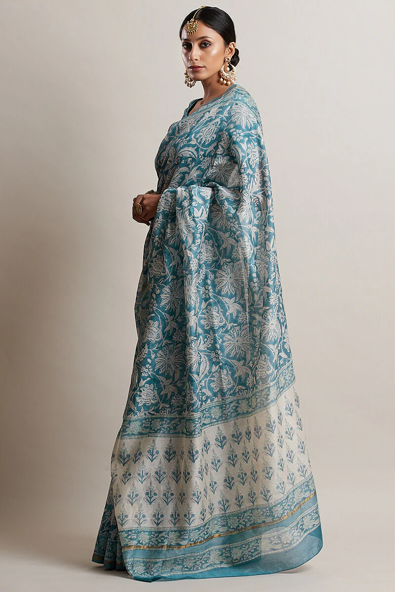 Gul Bano Naira Chanderi Saree - Image 3