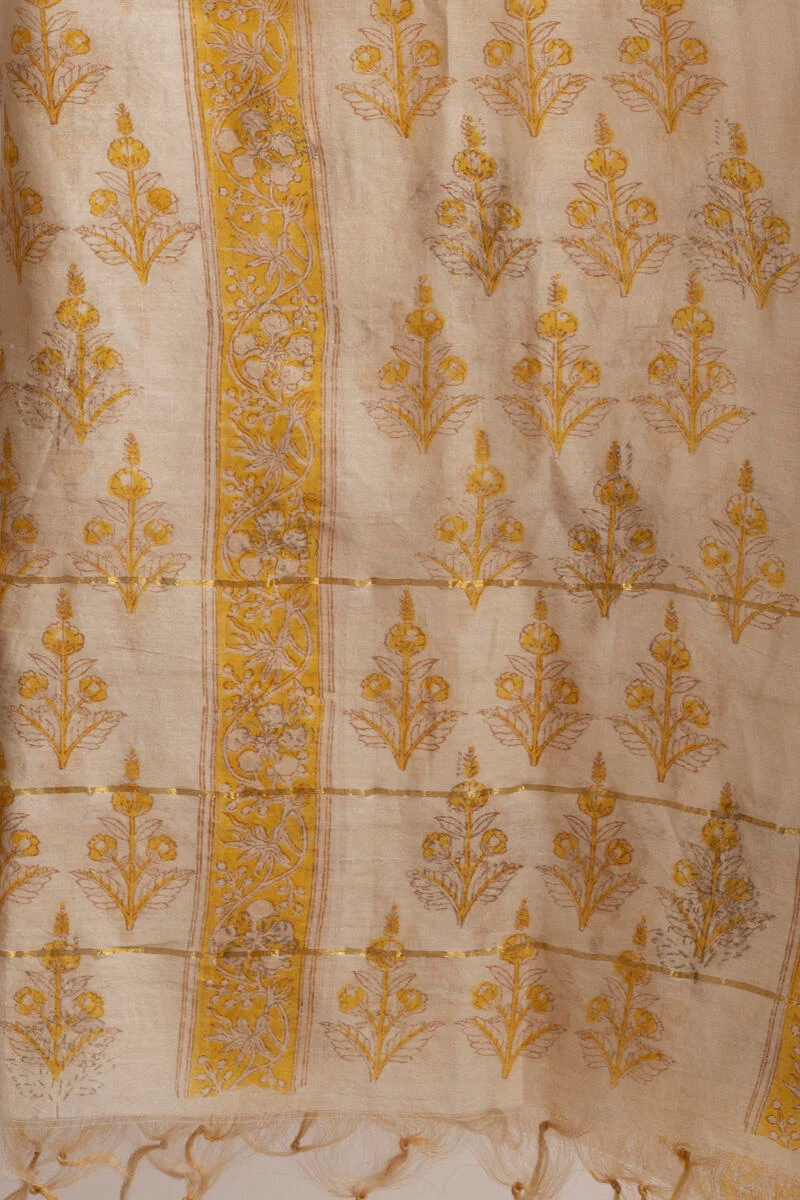 Gul Bano Yellow Chanderi Dupatta - Image 3