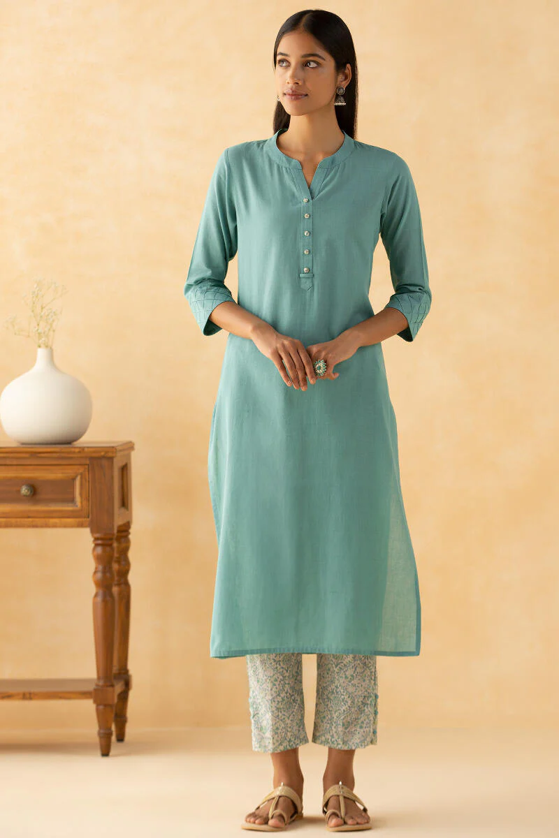 Gulbarg Blue Handloom Kurta - Image 2