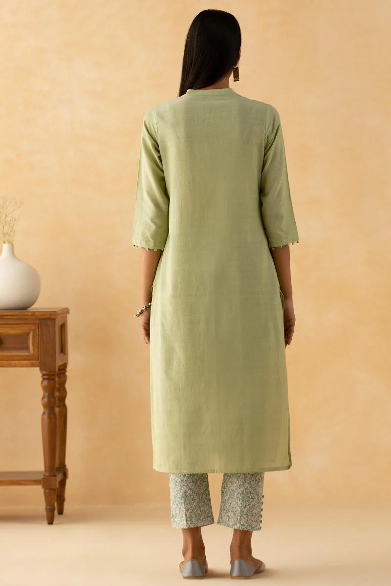 Gulbarg Green Handloom Kurta - Image 7