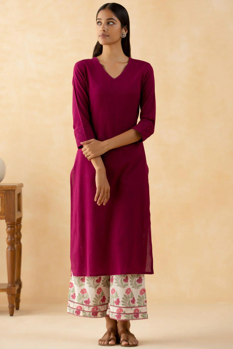 Gulbarg Maroon Handloom Kurta - Image 3
