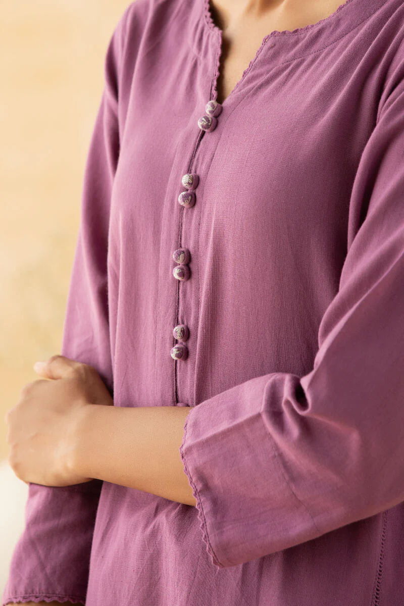 Gulbarg Purple Handloom Kurta - Image 3