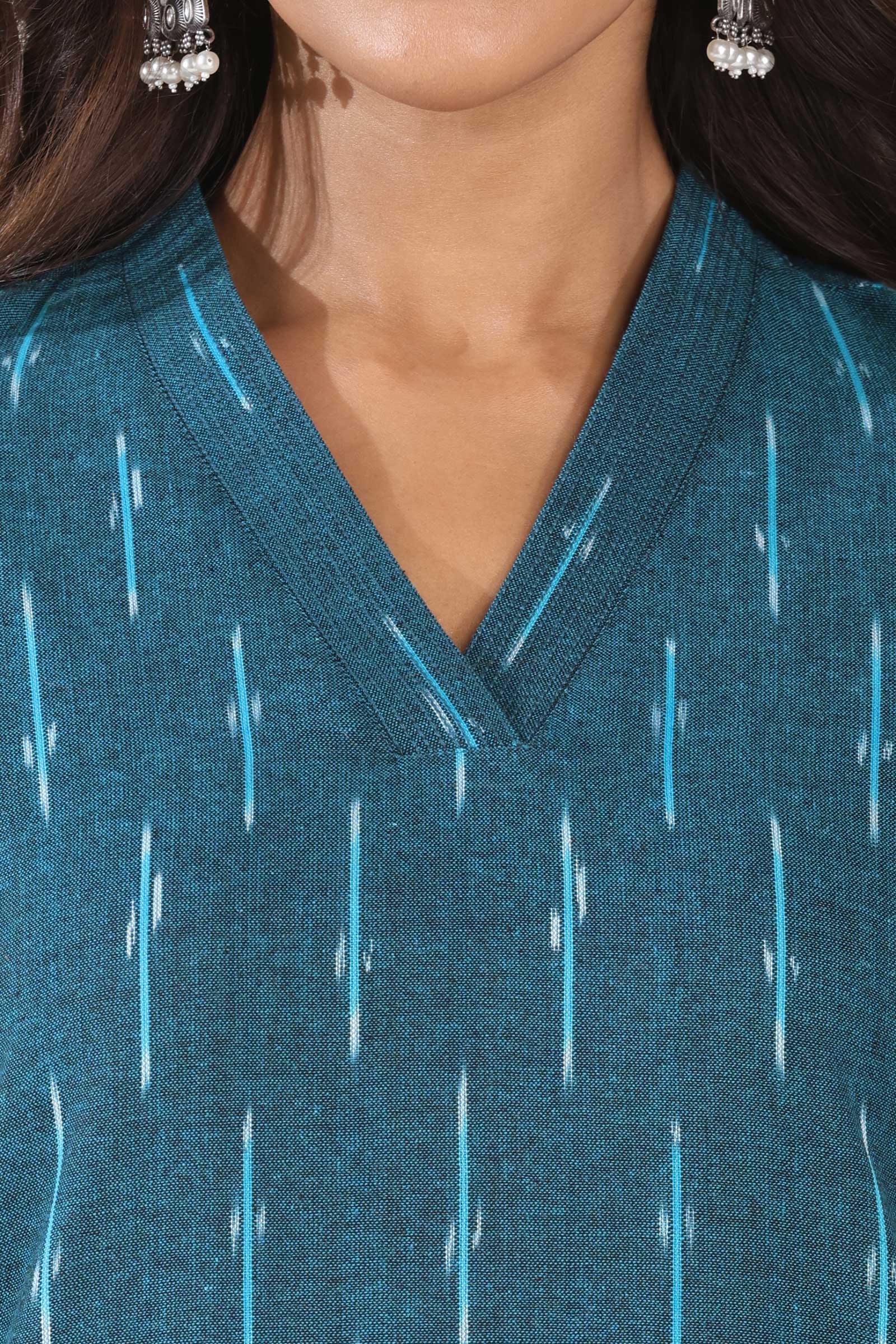Gulbarg Rumaisa Blue Ikat Kurta - Image 4