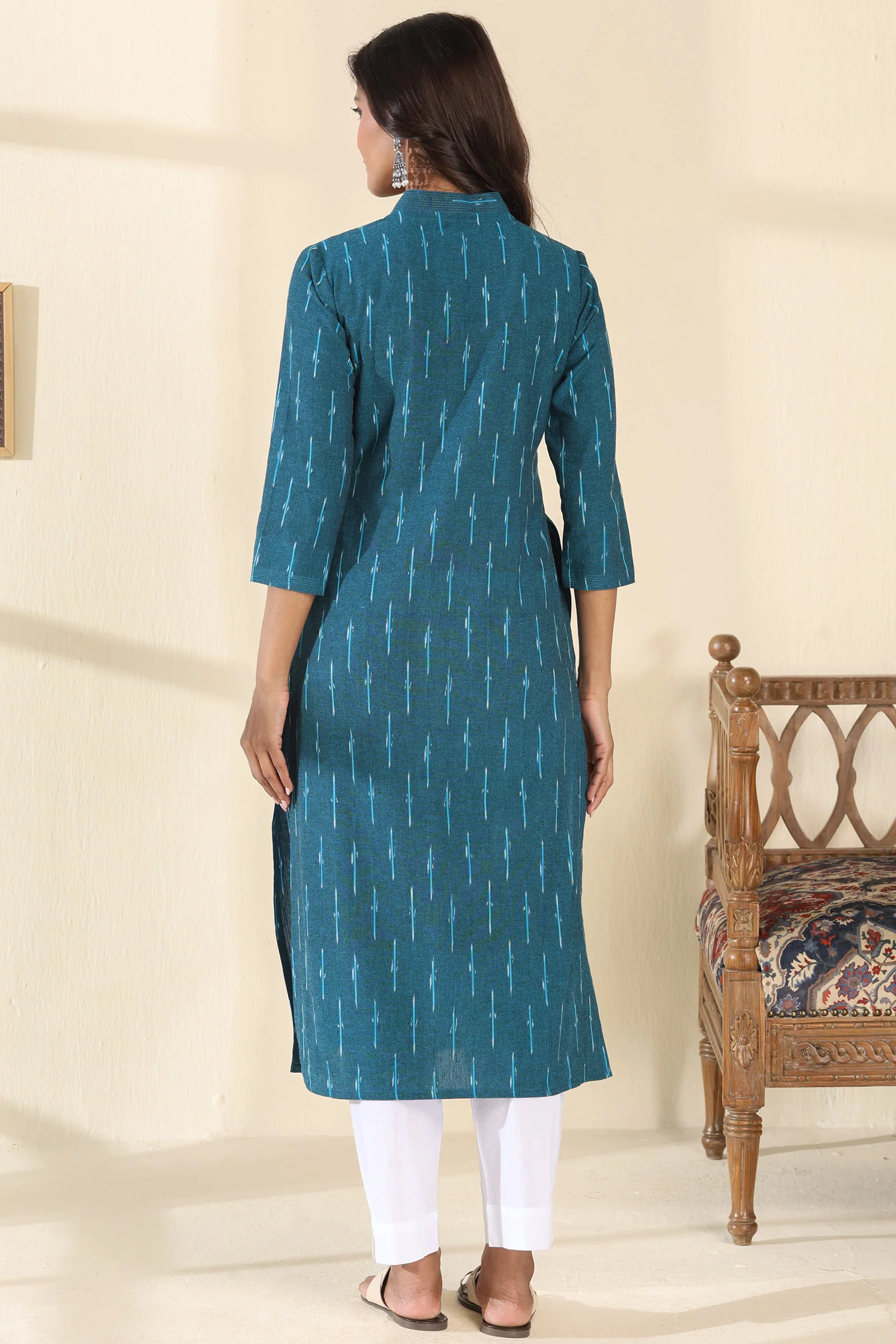 Gulbarg Rumaisa Blue Ikat Kurta - Image 7