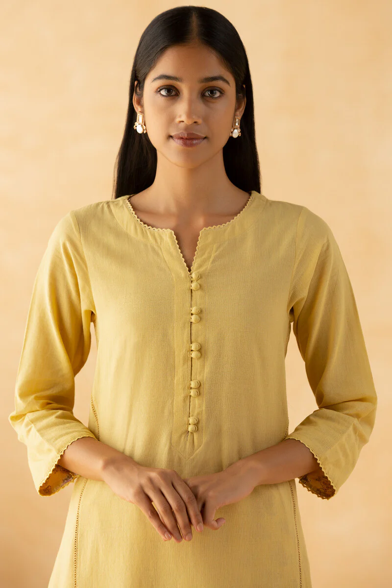 Gulbarg Yellow Handloom Kurta - Image 3
