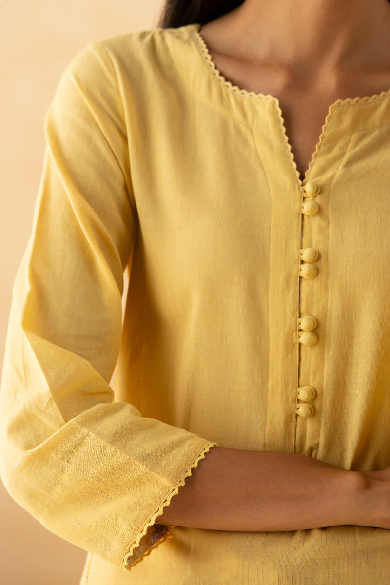 Gulbarg Yellow Handloom Kurta - Image 2