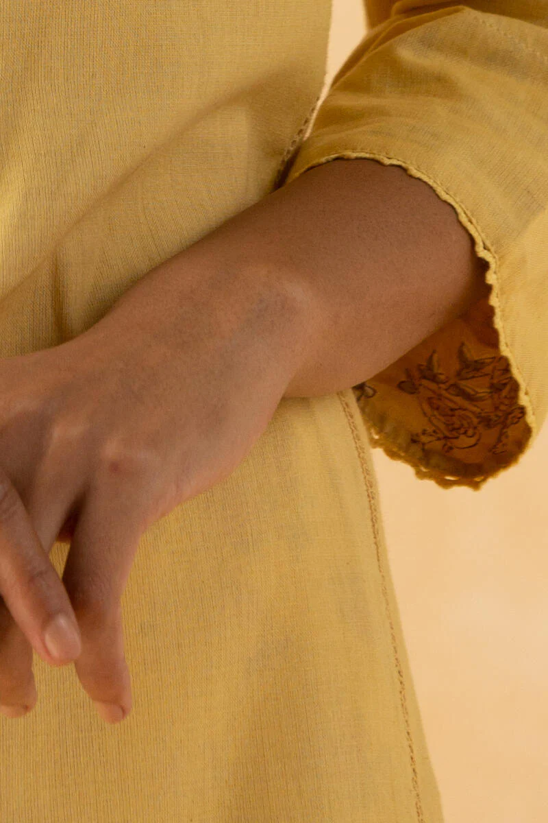 Gulbarg Yellow Handloom Kurta - Image 6