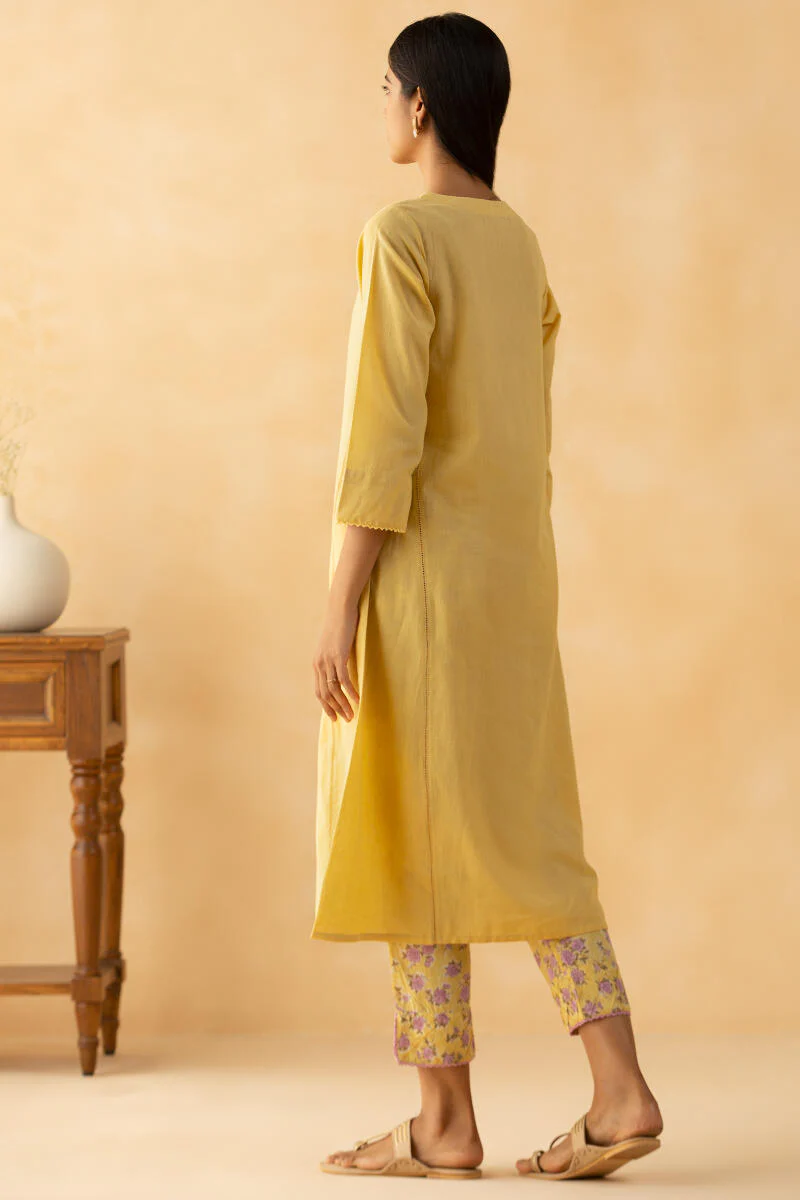 Gulbarg Yellow Handloom Kurta - Image 8