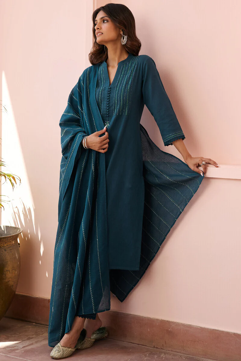 Kashida Kiara Blue Kurta - Image 4