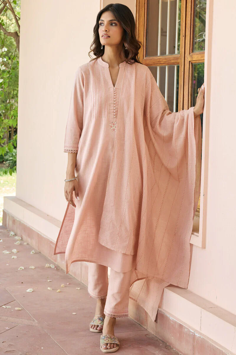 Surplus: Kashida Kiara Pink Kurta - Image 4