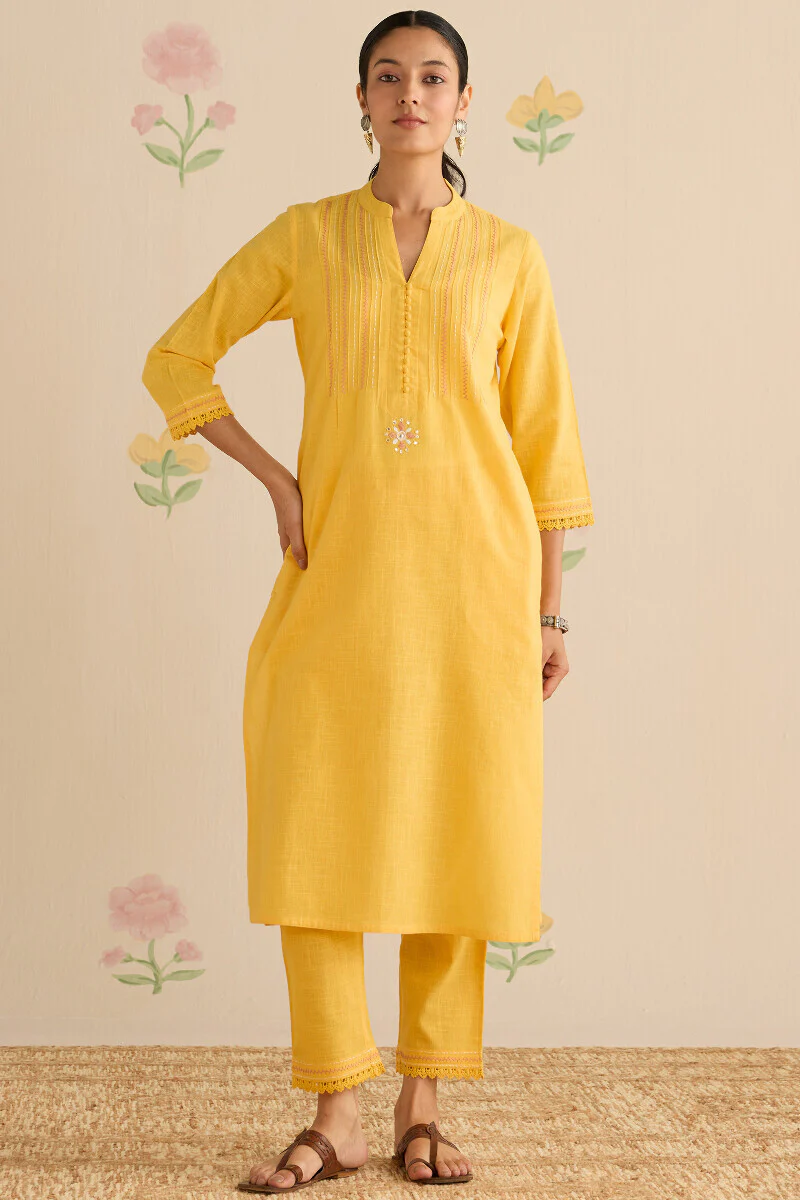 Kashida Kiara Yellow Kurta - Image 2