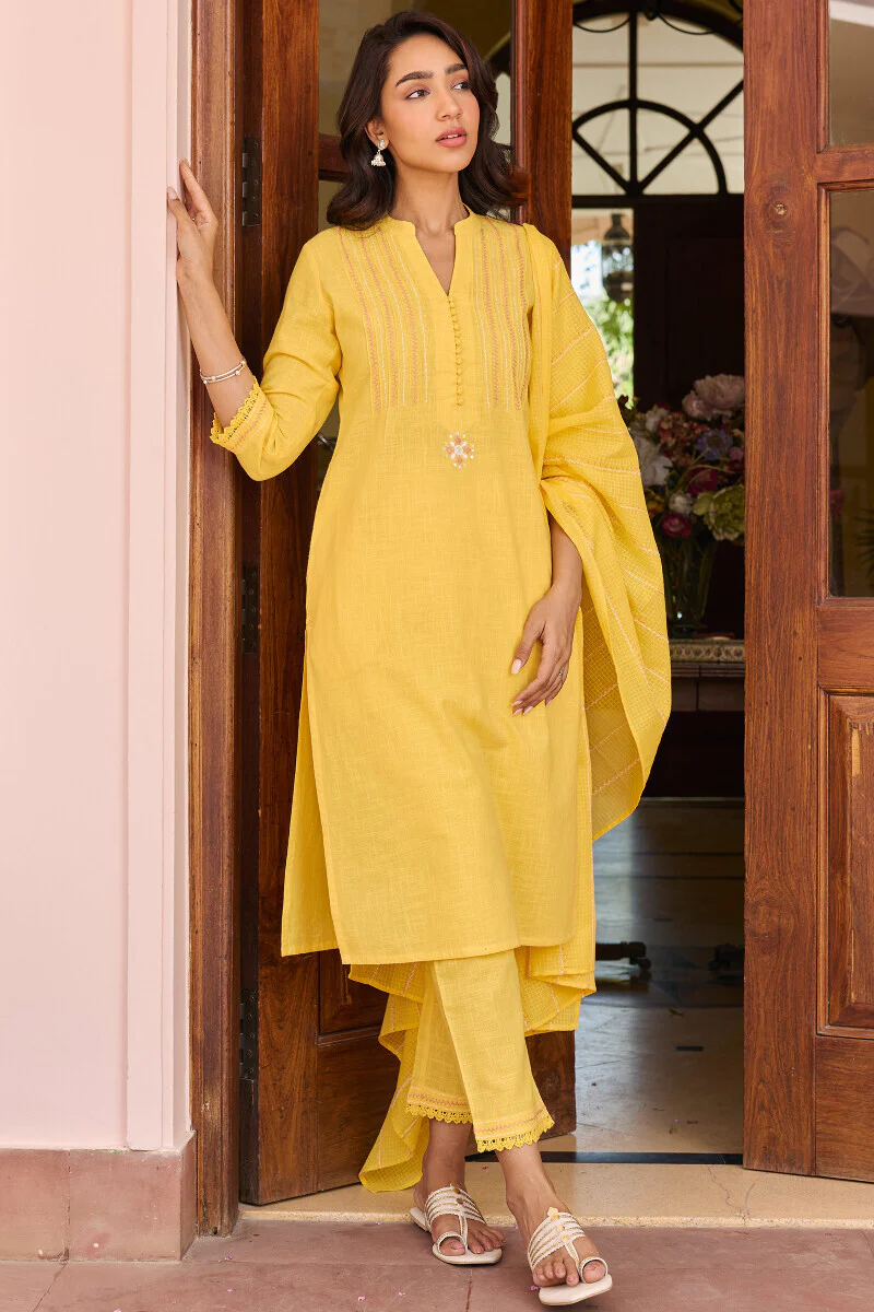 Kashida Kiara Yellow Narrow Pants - Image 3
