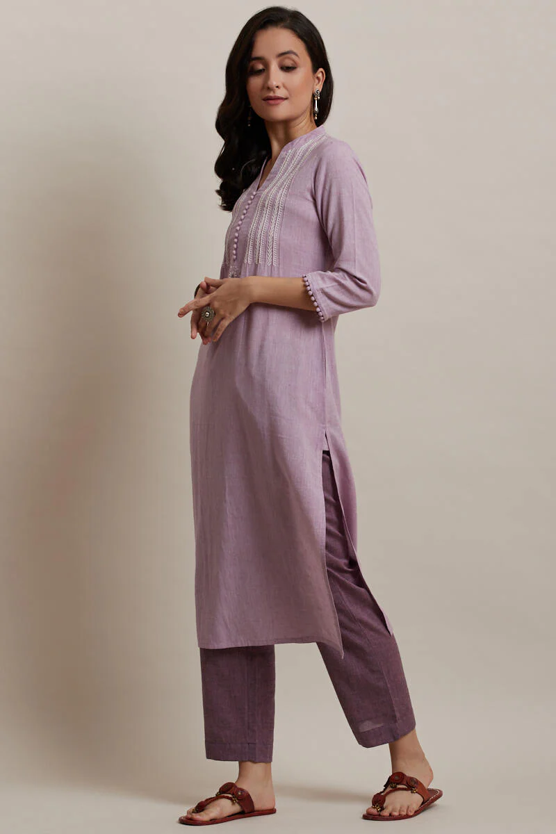 Kashida Lavender Kurta - Image 3
