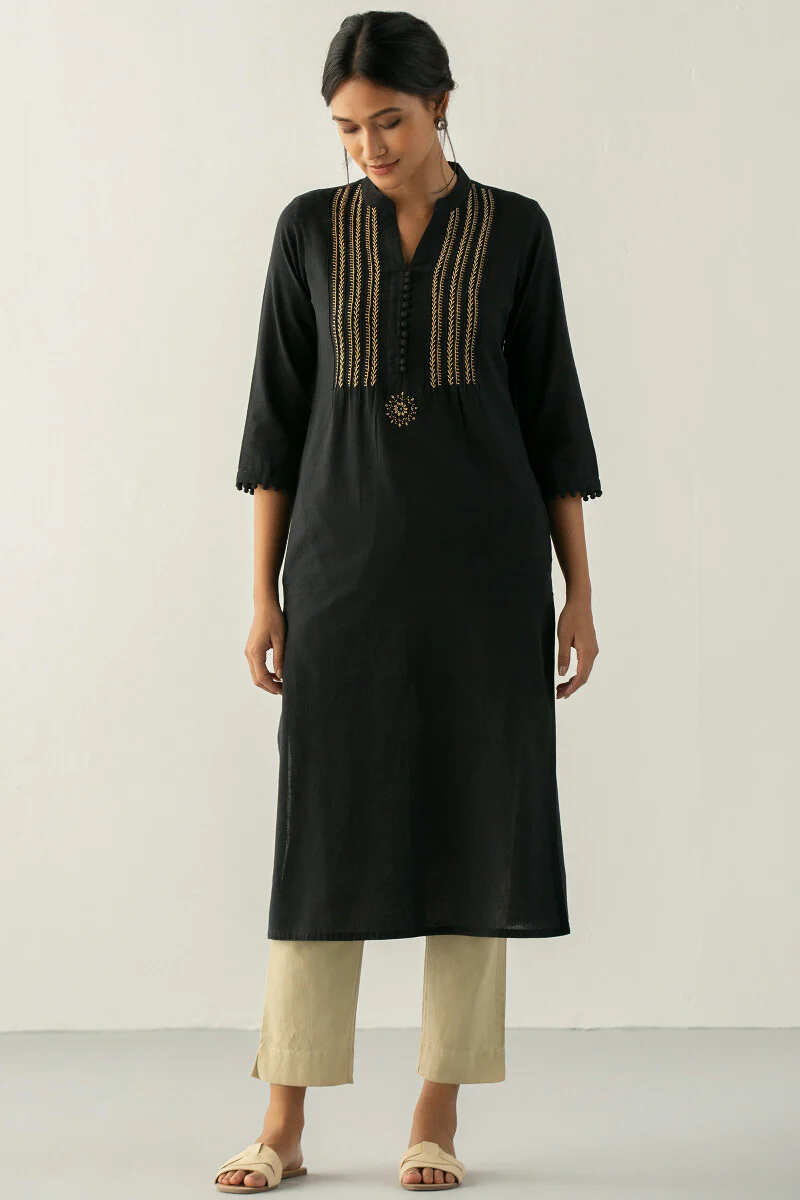 Kashida Maya Beige Handloom Narrow Pants - Image 3